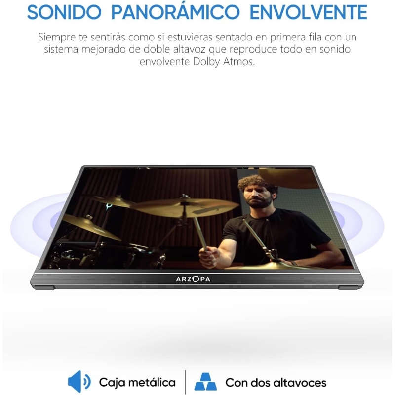 MONITOR PORTÁTIL ARZOPA S1 TABLE DE 15.6" 1080 FHD IPS CON HDMI USB-C PARA PC MAC PS5 NINTENDO SWITCH