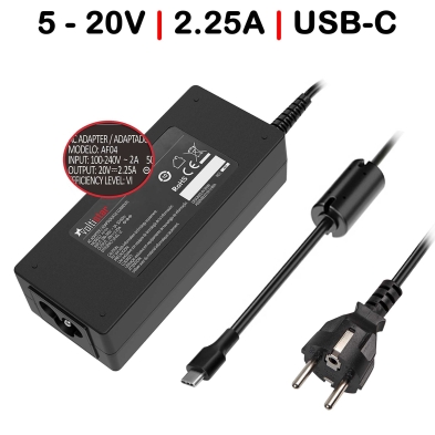 Caricabatterie multitensione USB-C 5V-20V 2,25A 45W | Parete