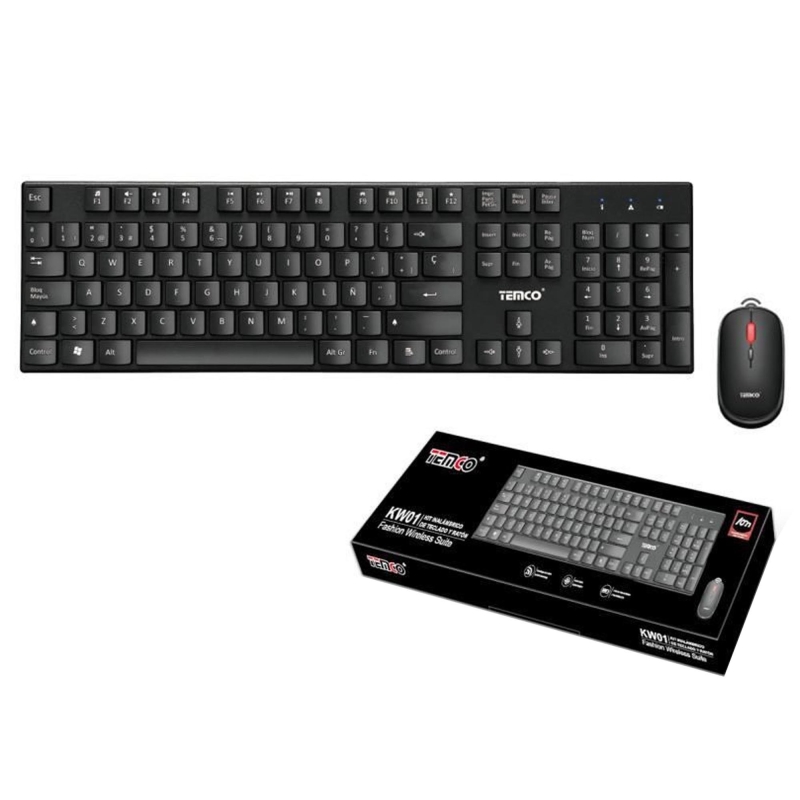 KIT SEM FIO DE TECLADO E MOUSE EM PRETO