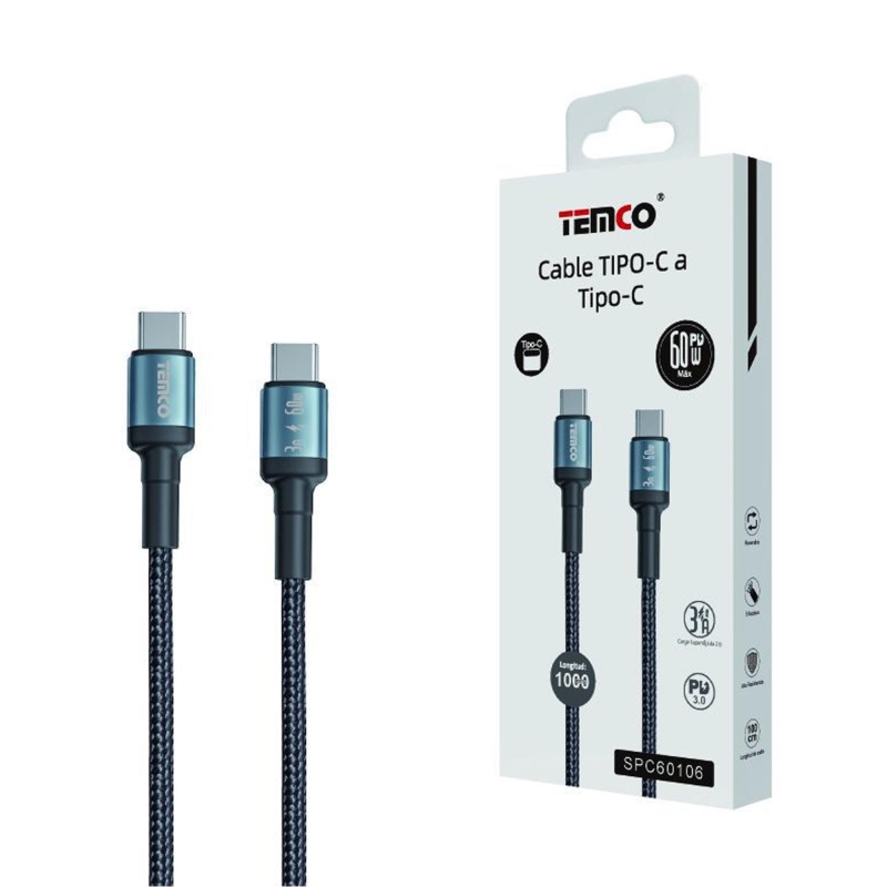Compra Cavo USB-C 3A 1m PD60W OD3.6 | Nero al miglior prezzo