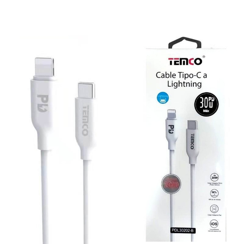 CABO TPE USB-C A LIGHTNING 3W 3A 2M BRANCO