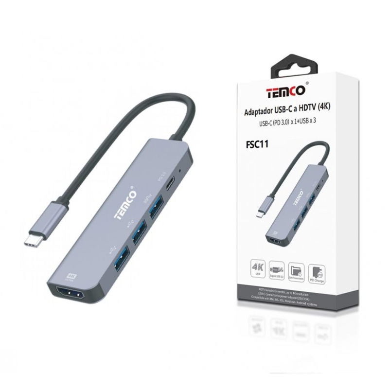 ADAPTADOR HUB USB-C 5 EN 1