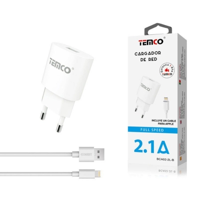 Acquista caricabatterie da 2,1 A + cavo Lightning da 2 A da 1 m | Bianco