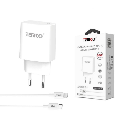PACK CARREGADOR USB-C PD20W + CABO LIGHTNING 3A 1M BRANCO