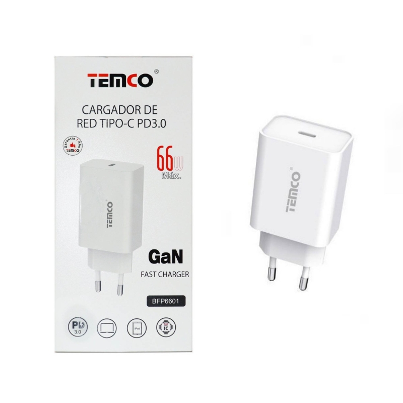 CARREGADOR USB-C PD66W BRANCO