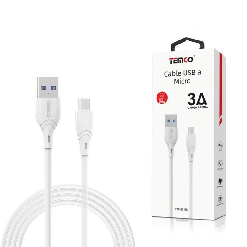 CABO USB A MICRO USB 3A 1M BRANCO