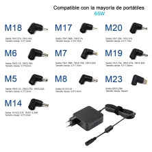 CARGADOR UNIVERSAL PARA PORTÁTILES 9.5-20V 65W 9 TIPS