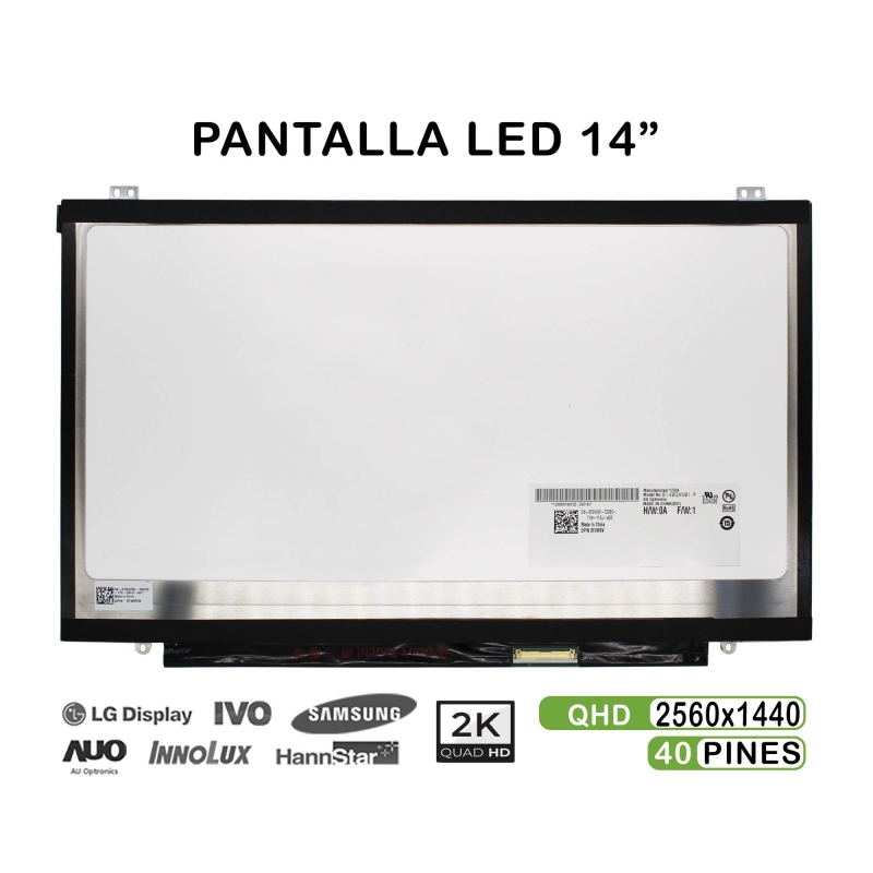 PANTALLA LED DE 14" PARA PORTÁTIL B140QAN01.0 2560X1440 40 PINES