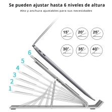 SOPORTE DE ALUMINIO PARA PORTÁTIL CON 6 NIVELES DE AJUSTE