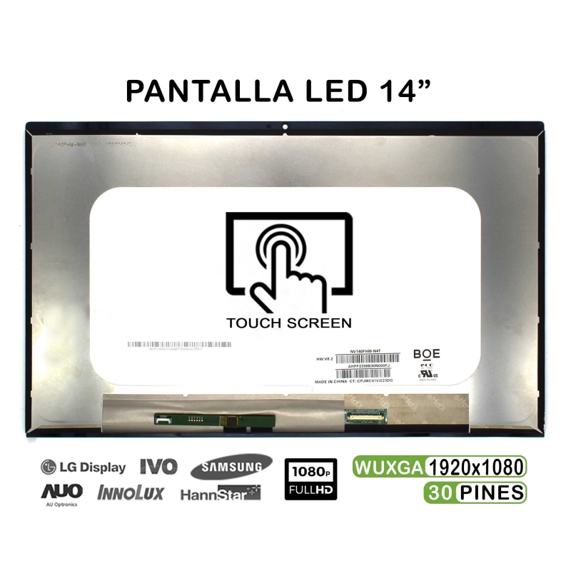 ECRÃ LED TÁTIL DE 14" PARA PORTATIL LENOVO FLEX 5-14 AREO1 NV140FHM-N4U FHD COM MOLDURA