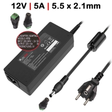 Compra Caricabatterie per Strisce LED 12V 5A 60W | 5.5x2.1 mm