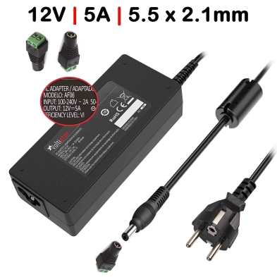 CARGADOR PARA TFT MONITOR 12V 5A 60W + CONECTOR APTO PARA TIRA LED