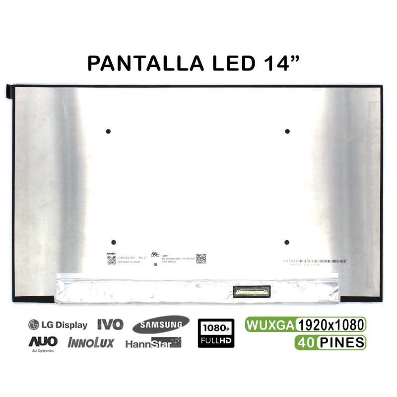 ECRÃ LED DE 14" PARA PORTATIL N140HCQ-G51 REV.C1