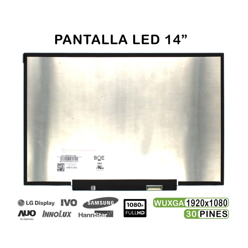 PANTALLA LED DE 14" PARA PORTÁTIL NV140FHM-N4Z FHD 30 PINES
