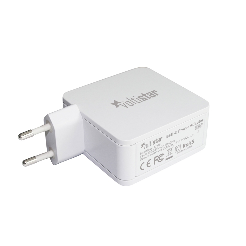 CARGADOR MULTIVOLTAJE USB-C PARA PORTÁTIL 5V-20V 3.25A 65W BLANCO