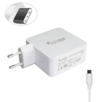 CARREGADOR USB-C MULTI-TENSÃO PARA PORTÁTIL 5V-20V 3.25A 65W BRANCO