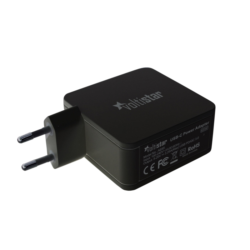 CARREGADOR USB-C MULTITENSÃO PARA PORTÁTIL 5V-20V 3.25A 65W PRETO