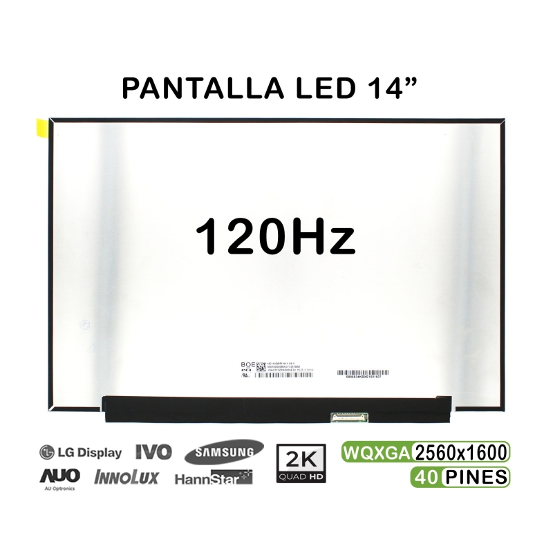 ECRÃ LED DE 14" PARA PORTATIL NE140QDM-NX1 120HZ 40 PINES QHD
