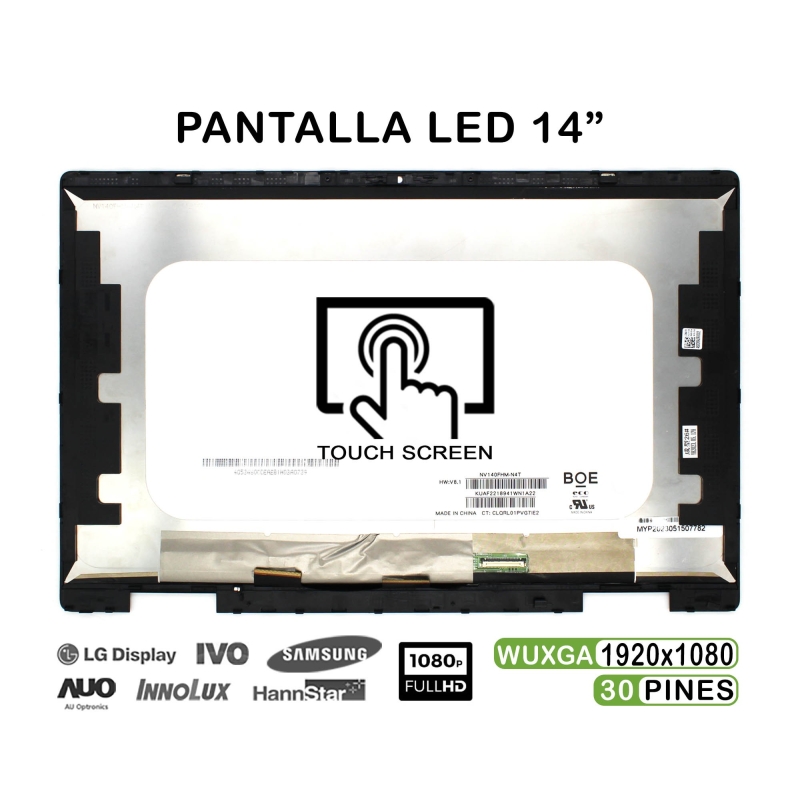 PANTALLA TÁCTIL LED DE 14" PARA PORTÁTIL HP PAVILION X360 14-EK FHD CON MARCO