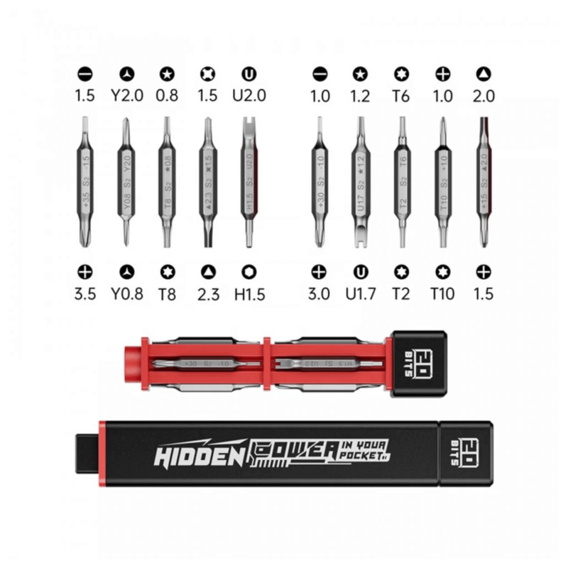 KIT DE CHAVES DE FENDA COM 20 PONTAS DE ALTA QUALIDADE JAKEMY JM-8195