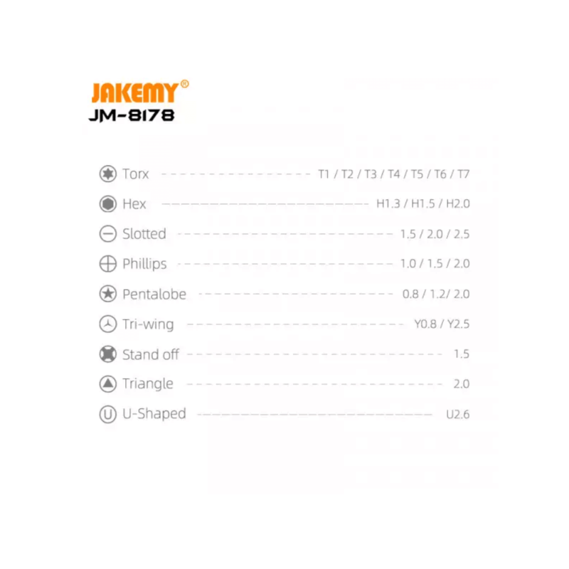 SET DI CACCIAVITI DI PRECISIONE JAKEMY JM-8178