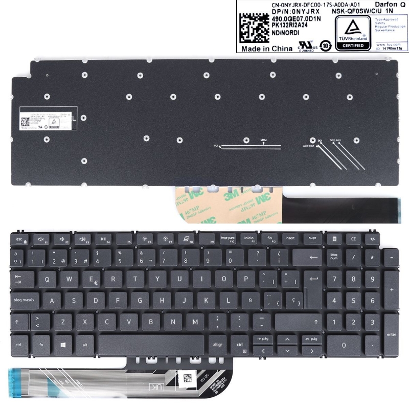 Teclado para portátil Dell 7591 7590 P83F 5580 5584 | PK132RI2A24 Gris