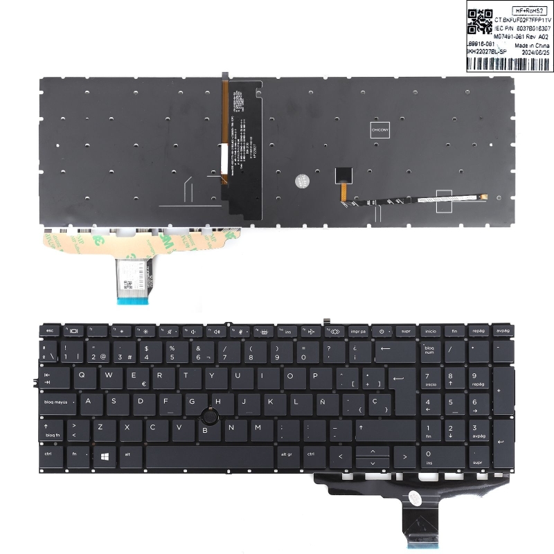 Teclado retroiluminado para portátil HP 850 G7 850 G8 855 G7 Negro