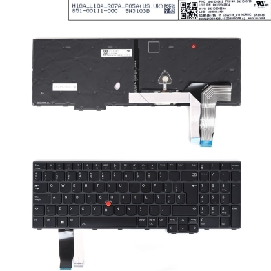 Teclado retroiluminado para portátil Lenovo L15 Gen3 T16 PK132D6