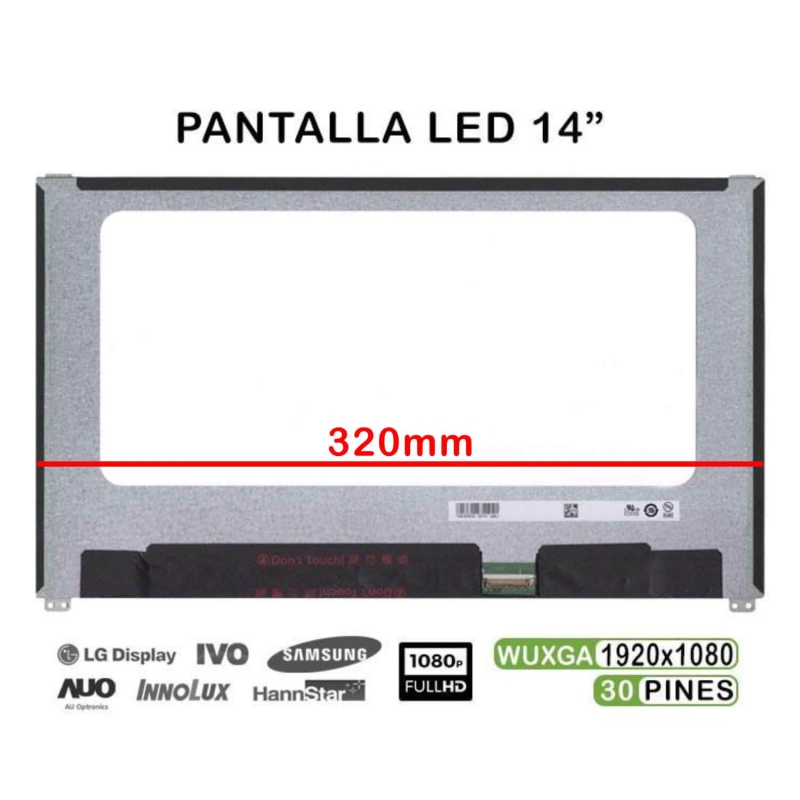 ECRÃ LED DE 14" PARA PORTATIL NV140FHM-N47 06HY1W 6HY1W 30 PINES