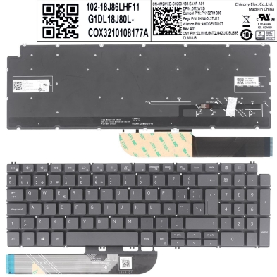 Teclado retroiluminado para portátil Dell 7591 7590 P83F 5580 Cinza