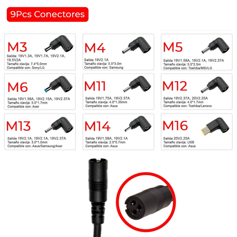 CARGADOR UNIVERSAL DE PARED ULTRA PORTABLE 45W 9TIPS