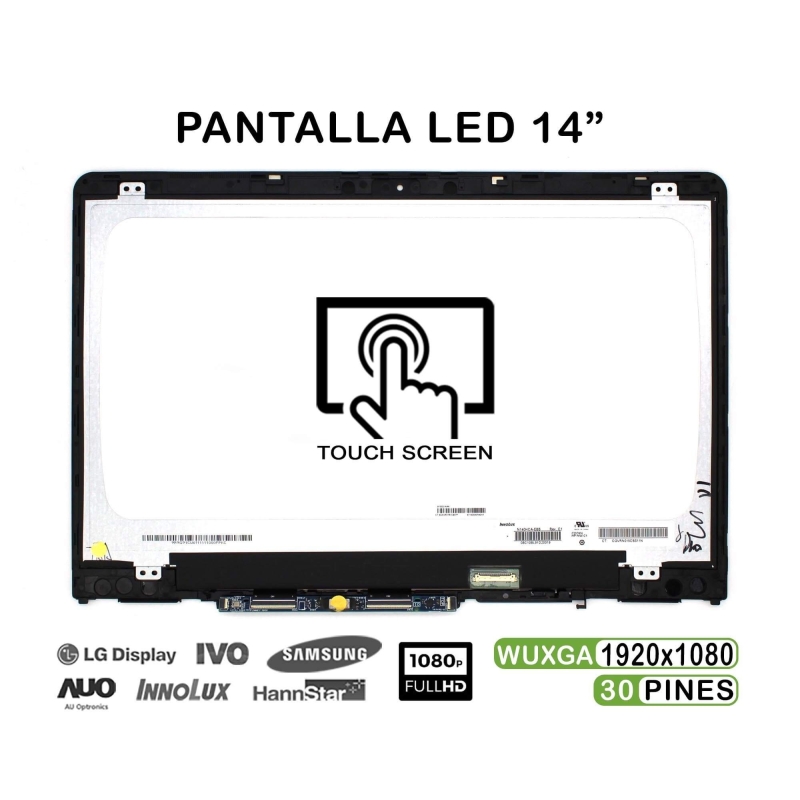 PANTALLA LED TÁCTIL COMPLETA DE 14" PARA PORTÁTIL HP PAVILION X360 14-BA 14M-BA SERIES CON MARCO