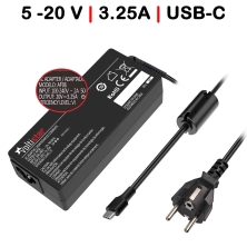 CARGADOR USB-C MULTIVOLTAJE PARA PORTÁTIL 5V-20V 3.25A 65W NEGRO