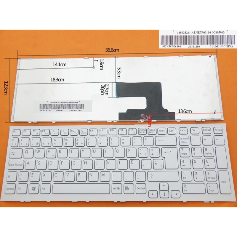 Tastiera bianca portatile Sony VAIO serie VPC-EE | AENE7P00110
