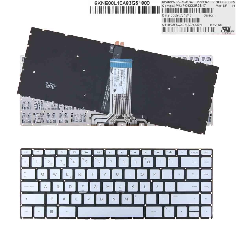 Teclado retroiluminado portatil HP Pavilion 14-BS en prata