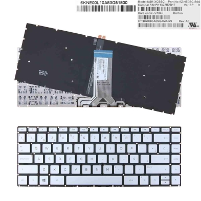 Tastiera retroilluminata per laptop HP Pavilion 14-BS argento